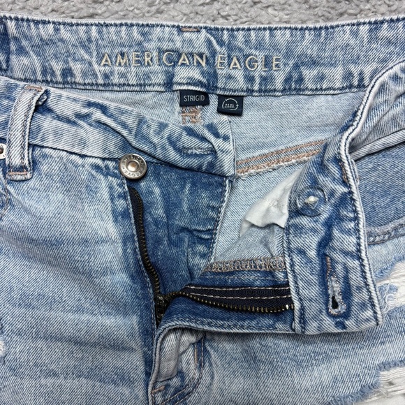American Eagle Shorts Womens 8 Curvy Mom High Rise Strigid Stretch Light Raw Hem - Picture 3 of 6